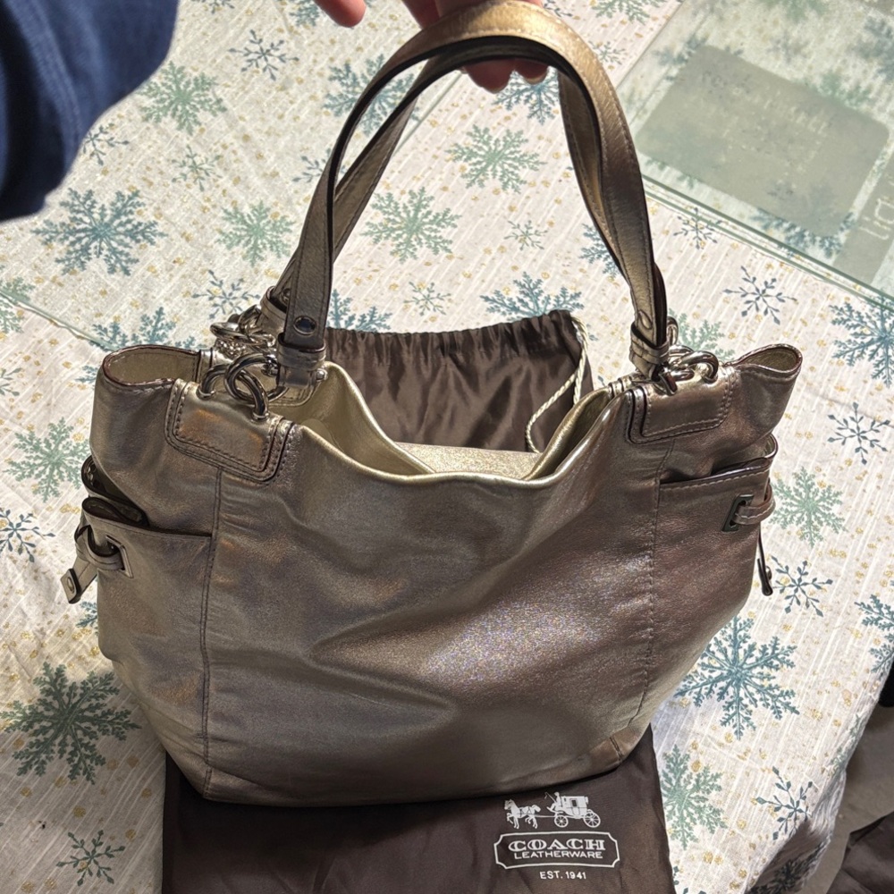 Coach Shimmering Light Gold Shoulder Bag